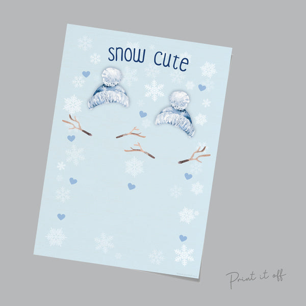 Snow Cute Snowman Footprint Feet Art Craft / First Christmas Xmas Baby Toddler Kids / DIY Card Gift Memory Keepsake / Print It Off 0667