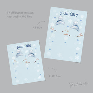 Snow Cute Snowman Footprint Feet Art Craft / First Christmas Xmas Baby Toddler Kids / DIY Card Gift Memory Keepsake / Print It Off 0667