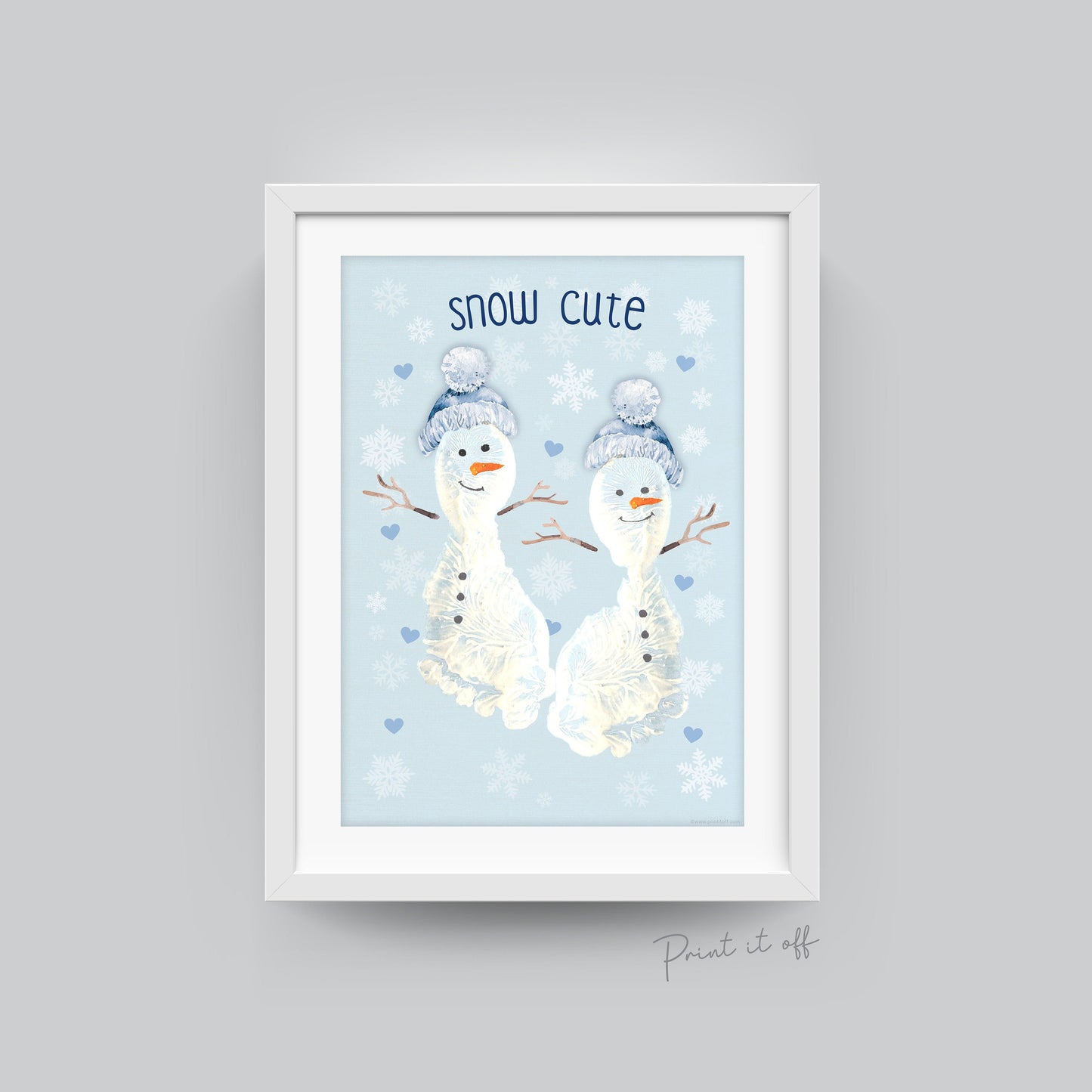 Snow Cute Snowman Footprint Feet Art Craft / First Christmas Xmas Baby Toddler Kids / DIY Card Gift Memory Keepsake / Print It Off 0667