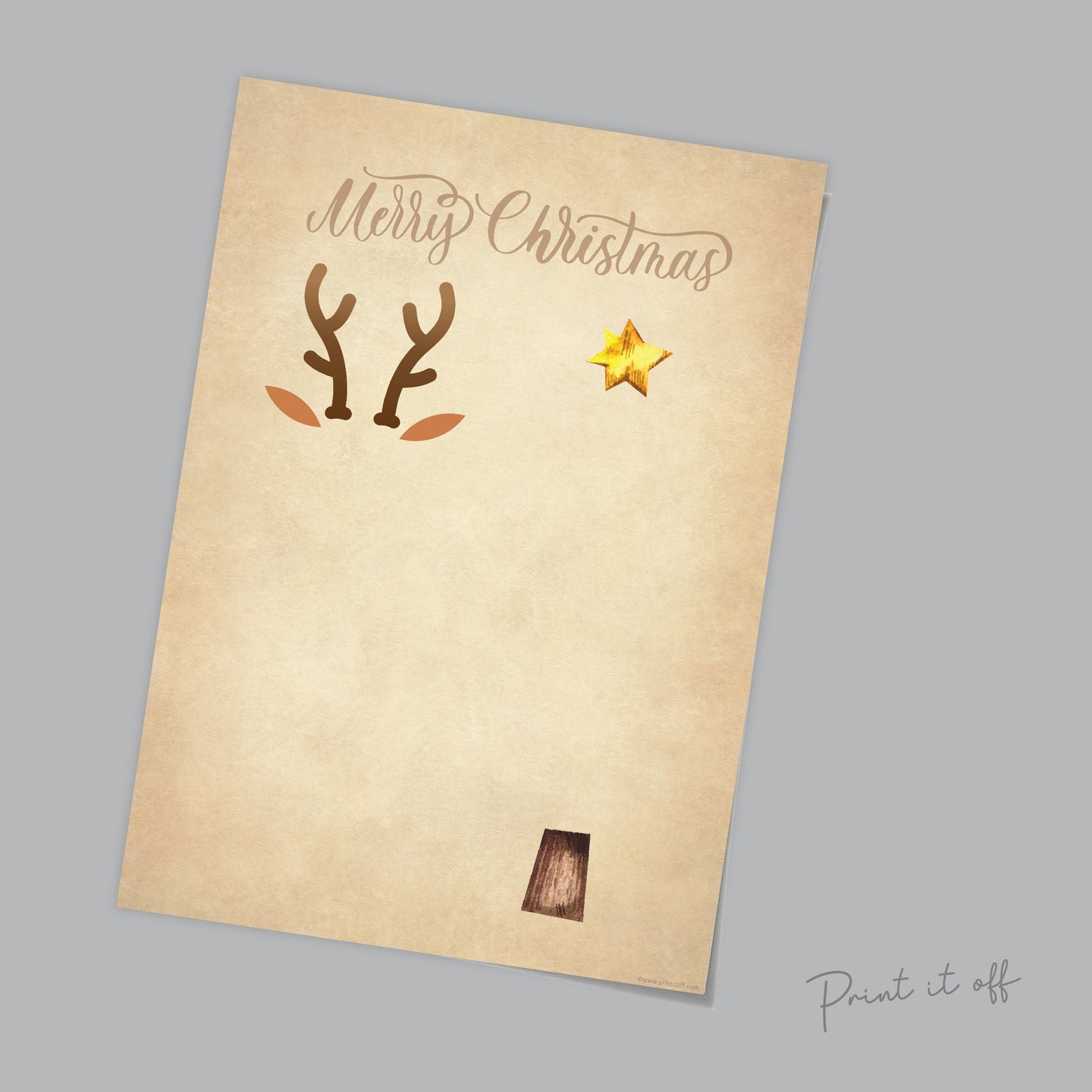 Reindeer Tree Footprint Foot Art Craft / First Merry Christmas Xmas Baby Toddler Kids / DIY Card Gift Memory Keepsake / Print It Off 0634