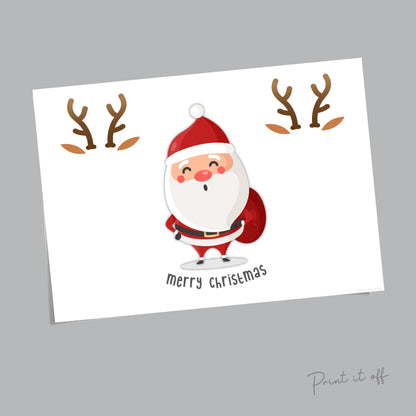 Santa and Reindeer Footprint Art Craft Activity Merry Christmas Baby Kids Feet Print It Off 0670