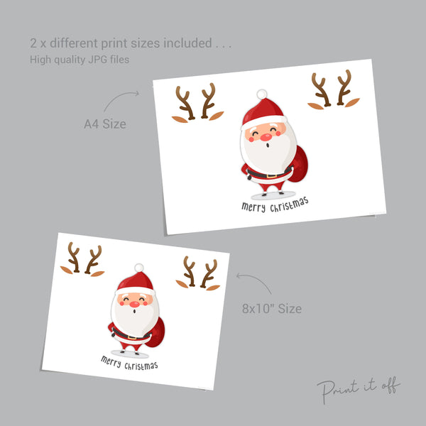 Santa and Reindeer Footprint Art Craft Activity Merry Christmas Baby Kids Feet Print It Off 0670