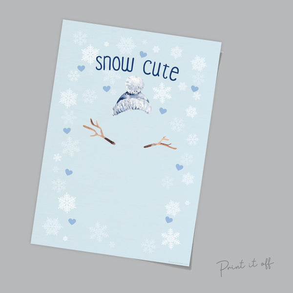 Snow Cute Snowman Footprint Foot Art Craft / First Christmas Xmas Baby Toddler Kids / DIY Card Gift Memory Keepsake / Print It Off 0661