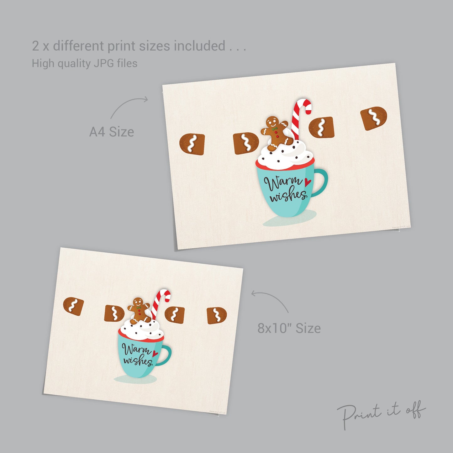 Warm Wishes Gingerbread Footprint Art Craft / First Christmas Xmas Baby Kids DIY Foot Card Sign Gift / Print It Off 0665