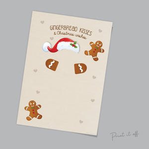 Gingerbread Man Kisses Christmas Wishes Footprint Handprint Art Craft / First Xmas Baby Kids DIY Card Memory Gift / Print It Off 0663