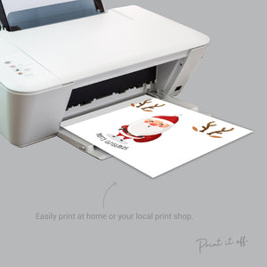 Santa and Reindeer Footprint Art Craft Activity Merry Christmas Baby Kids Feet Print It Off 0670