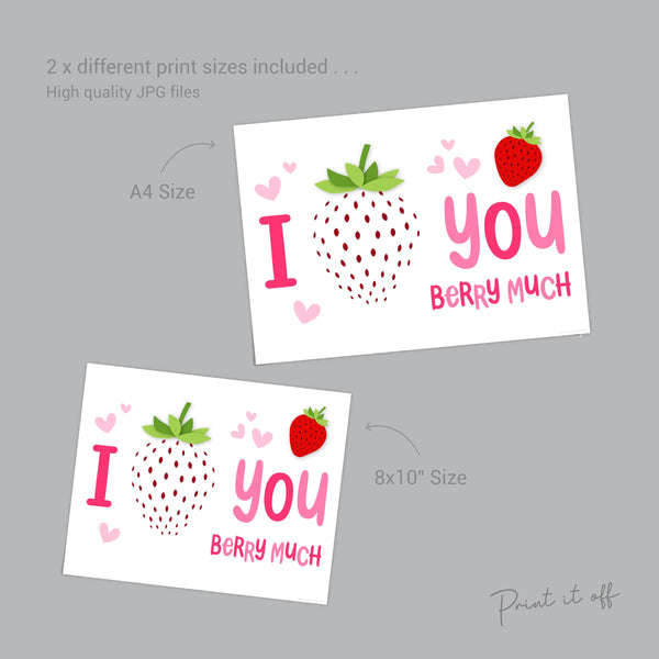 I Love You Berry Much / Happy Valentine's Day / Footprint Handprint DIY Craft Art Card / Baby Kids Toddler / Print it Off 0678