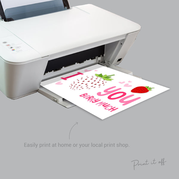 I Love You Berry Much / Happy Valentine's Day / Footprint Handprint DIY Craft Art Card / Baby Kids Toddler / Print it Off 0678