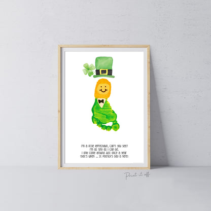 Leprechaun Footprint St Patrick&#39;s Day Craft Art Poem / DIY Activity Card Baby Kids Handprint Hand Foot Printable / Print it Off