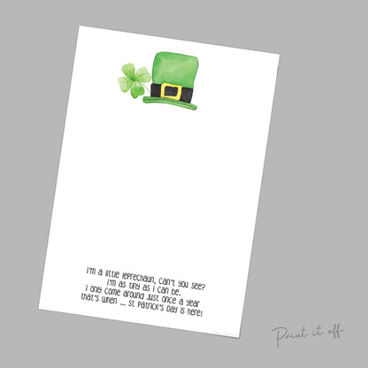 Leprechaun Footprint St Patrick&#39;s Day Craft Art Poem / DIY Activity Card Baby Kids Handprint Hand Foot Printable / Print it Off