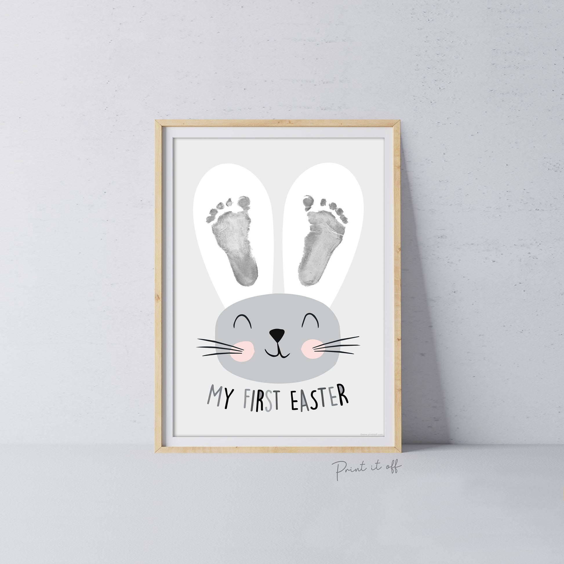 My First 1st Easter / Footprint Handprint Art / Cute Bunny Happy Easter / Baby Toddler / Keepsake Memory Craft DIY Card / Print It Off 0159