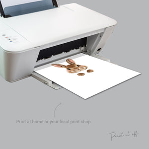 Bunny Feet Footprint Art Craft / Cute Happy Easter Memory / Kids Baby Toddler / Keepsake DIY Card / Print It Off