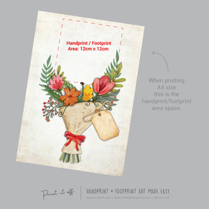 Handprint Footprint Craft Art / Flower Bunch / Mom Mum Mothers Day / Kids Baby Toddler Child / Activity Gift Card DIY / Print it off