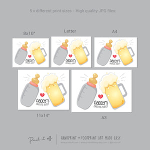 Daddy's Drinking Buddy Footprint Handprint Art Craft / First Father's Day Dad / Kids Baby Foot / Activity Gift DIY Card / Print it off 0730