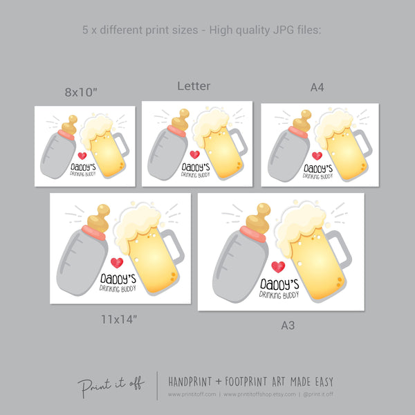 Daddy's Drinking Buddy Footprint Handprint Art Craft / First Father's Day Dad / Kids Baby Foot / Activity Gift DIY Card / Print it off 0730