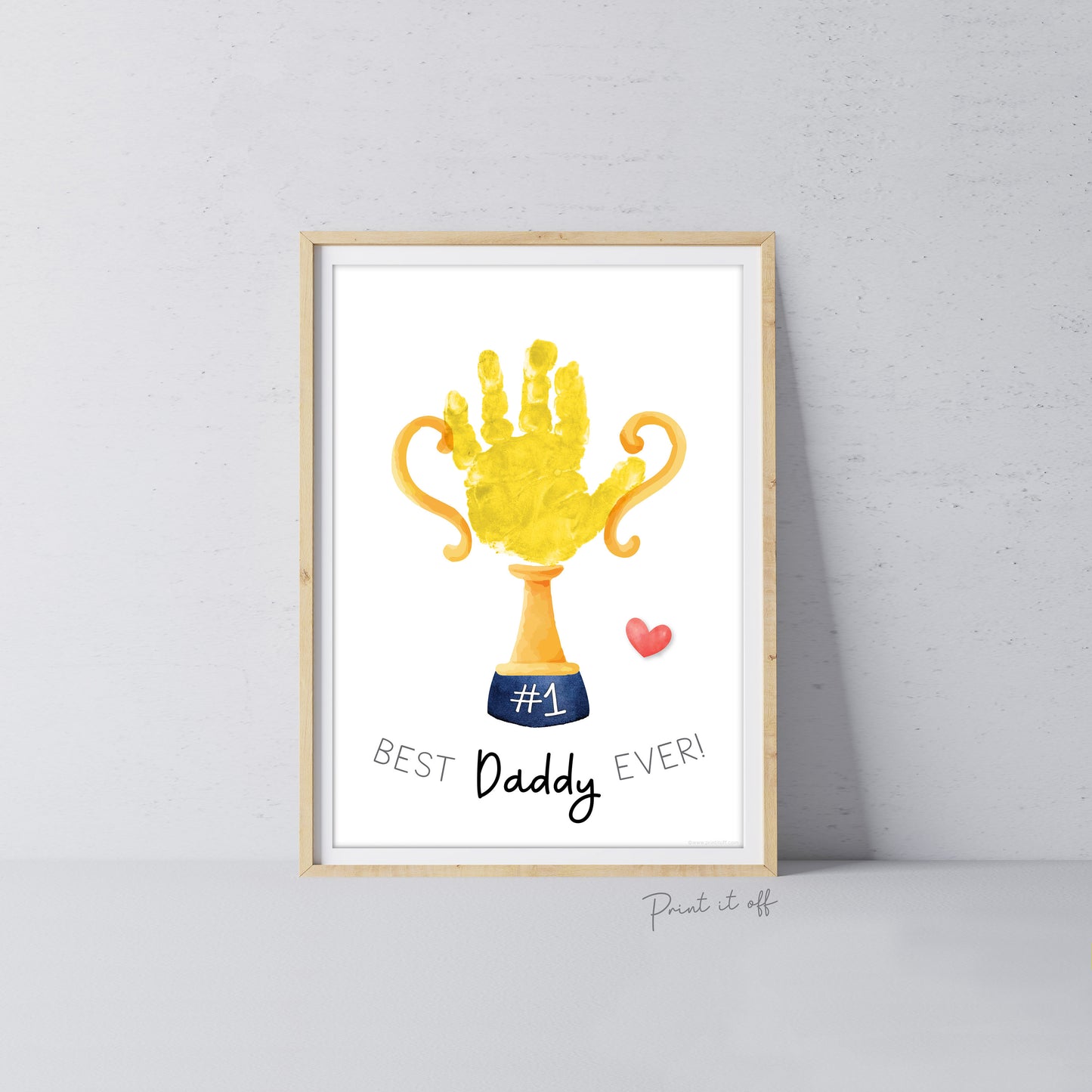 Trophy #1 Dad Daddy Handprint Art Craft / First Father's Day Award Cup / Kids Baby Child Hand / Activity Gift DIY Card / Print it off 0735