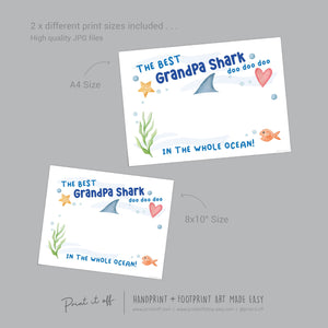 Best Grandpa Shark / Footprint Handprint Art Craft Father's Day Birthday / Kids Baby Toddler / Keepsake Gift Card / PRINT IT OFF 0739