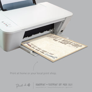 Daddy&#39;s Workshop Sign Footprint Handprint Foot Hand Art Craft / Father&#39;s Day Birthday Dad / Kids Baby Toddler DIY Print It Off 0745