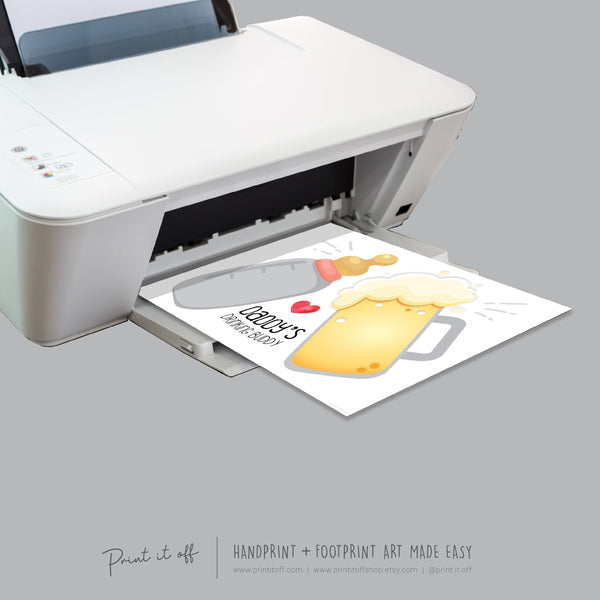 Daddy's Drinking Buddy Footprint Handprint Art Craft / First Father's Day Dad / Kids Baby Foot / Activity Gift DIY Card / Print it off 0730