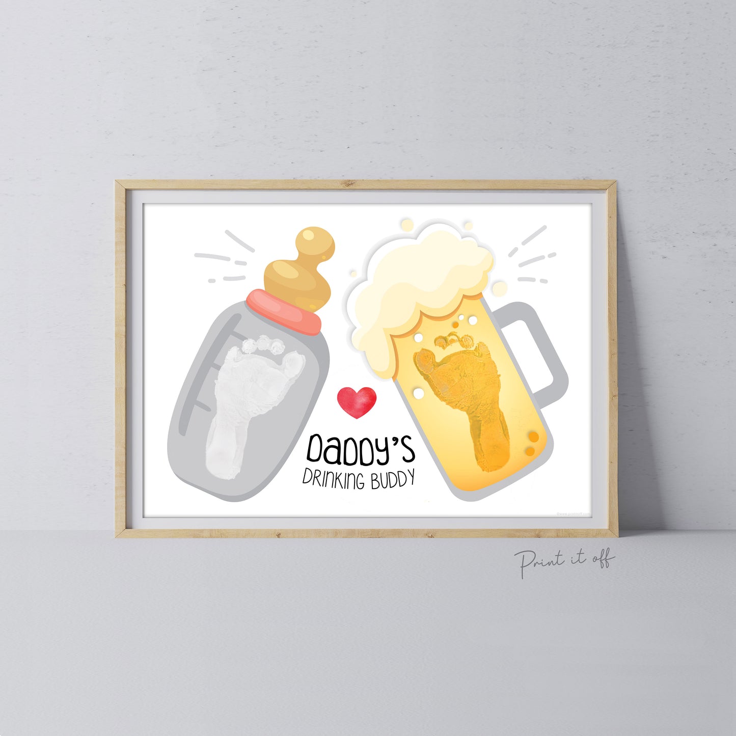 Daddy's Drinking Buddy Footprint Handprint Art Craft / First Father's Day Dad / Kids Baby Foot / Activity Gift DIY Card / Print it off 0730