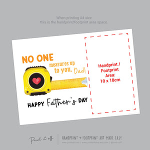 No One Measures Up Dad Daddy Handprint Art Craft / First Father&#39;s Day / Kids Baby Child Hand / Activity Gift DIY Card / Print it off