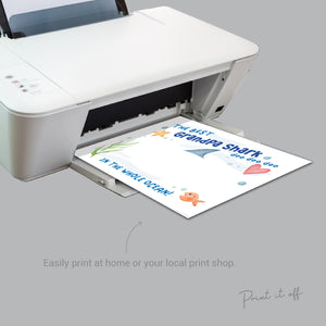 Best Grandpa Shark / Footprint Handprint Art Craft Father's Day Birthday / Kids Baby Toddler / Keepsake Gift Card / PRINT IT OFF 0739