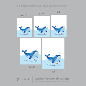 I whale always love you / Footprint Handprint Art Craft / Mother&#39;s Father&#39;s Day / Kids Baby Toddler / Keepsake Gift Card