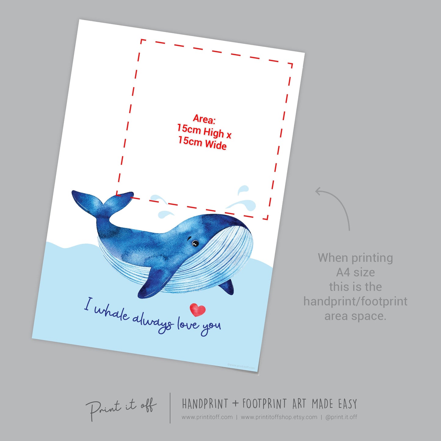 I whale always love you / Footprint Handprint Art Craft / Mother&#39;s Father&#39;s Day / Kids Baby Toddler / Keepsake Gift Card