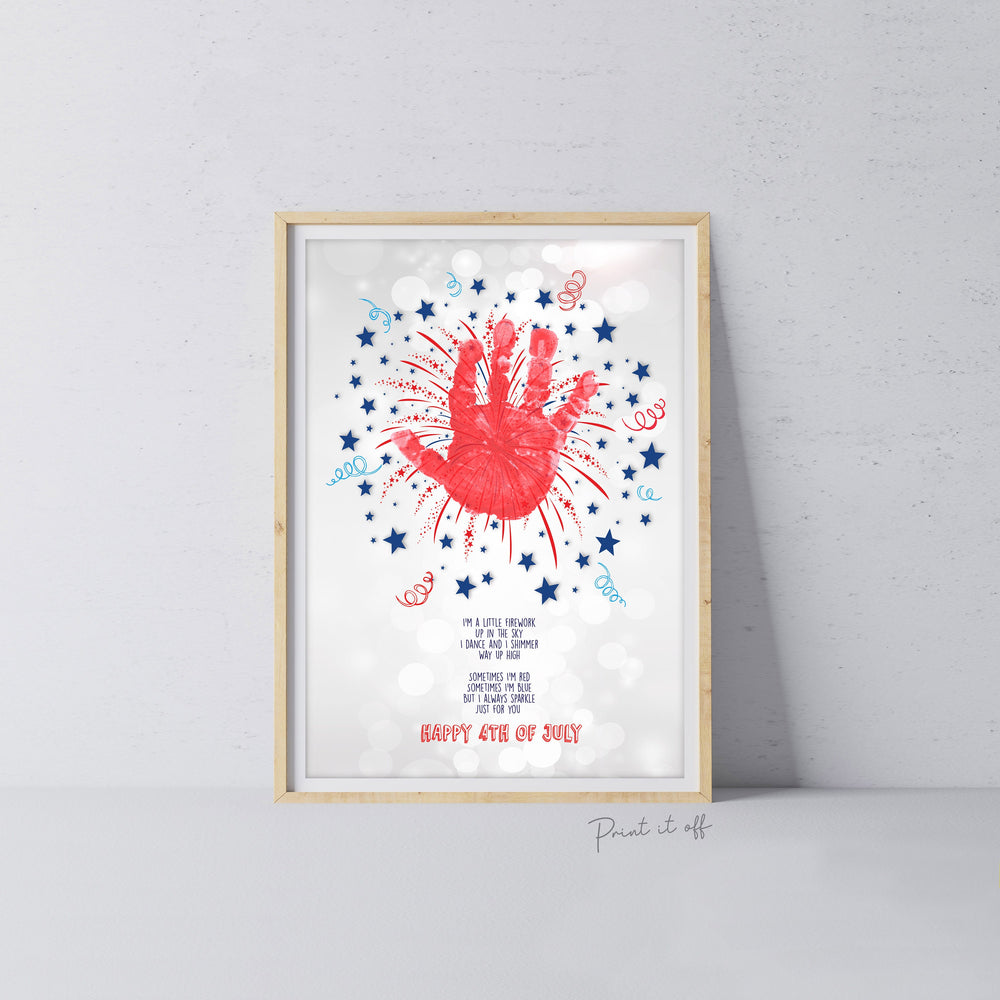 Firework Handprint Art Craft / Happy 4th of July Independence Day USA America American / Child Kids Baby Toddler / Print It Off