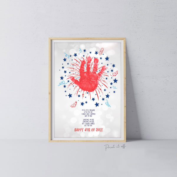 Firework Handprint Art Craft / Happy 4th of July Independence Day USA America American / Child Kids Baby Toddler / Print It Off