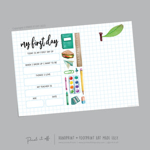 My 1st First Day School / Kindergarten Pre-K Daycare Pre-School / Handprint DIY Art Craft / Kids Child / Template Teacher / Board Sign Memory Keepsake Milestone / Print it Off