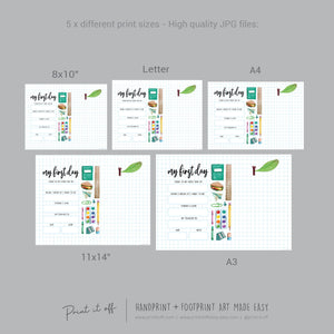 My 1st First Day School / Kindergarten Pre-K Daycare Pre-School / Handprint DIY Art Craft / Kids Child / Template Teacher / Board Sign Memory Keepsake Milestone / Print it Off