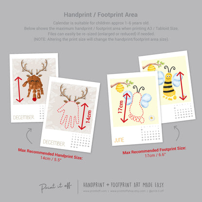 2024 Handprint Footprint Calendar Art Craft / DIY Gift Child Baby Kids Toddler Activity Memory Keepsake / Print It Off 0760
