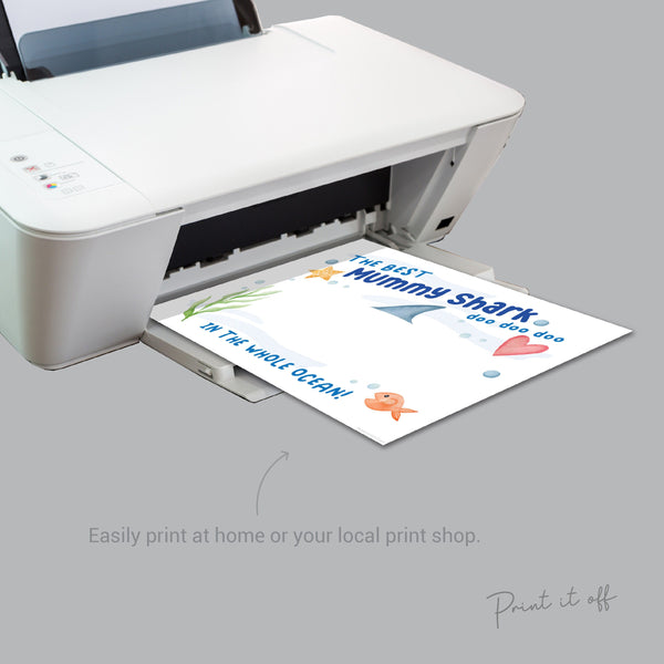 Best Mummy Shark / Footprint Handprint Art Craft Mum Mother&#39;s Day Birthday / Kids Baby Toddler / Keepsake Gift Card / PRINT IT OFF