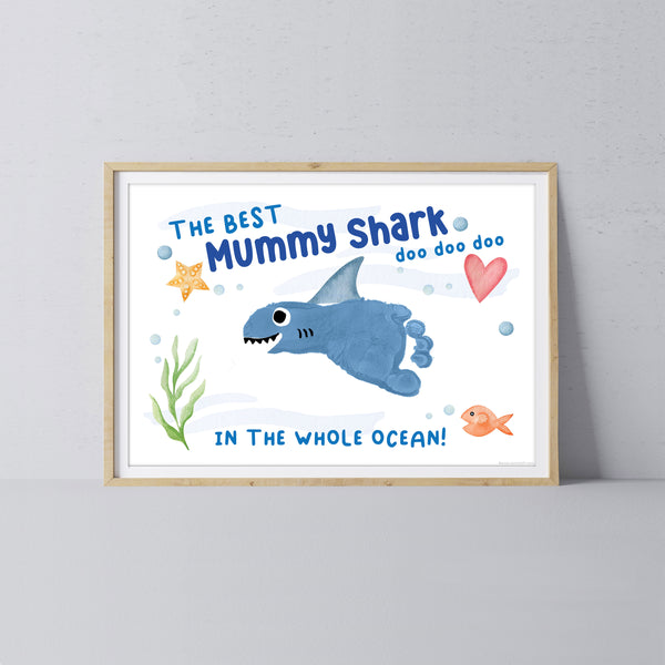 Best Mummy Shark / Footprint Handprint Art Craft Mum Mother&#39;s Day Birthday / Kids Baby Toddler / Keepsake Gift Card / PRINT IT OFF