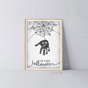 My First 1st Halloween Spider Handprint Hand Art Craft / Baby Card DIY Memory Activity Decoration Keepsake Printable / Print It Off