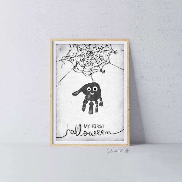 My First 1st Halloween Spider Handprint Hand Art Craft / Baby Card DIY Memory Activity Decoration Keepsake Printable / Print It Off