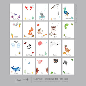 Animal Book Handprint Footprint Craft Art / Baby Toddler Child / Teacher Classroom Nursery Wall Decor Activity Card / Print It Off
