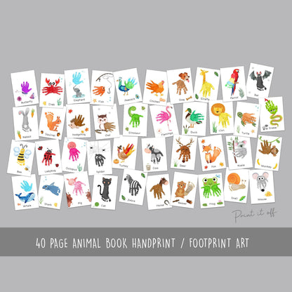 Animal Book Handprint Footprint Craft Art / Baby Toddler Child / Teacher Classroom Nursery Wall Decor Activity Card / Print It Off 0779