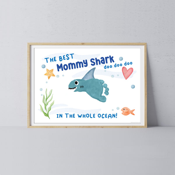 Best Mommy Shark / Footprint Handprint Art Craft Mom Mother&#39;s Day Birthday / Kids Baby Toddler / Keepsake Gift Card / PRINT IT OFF