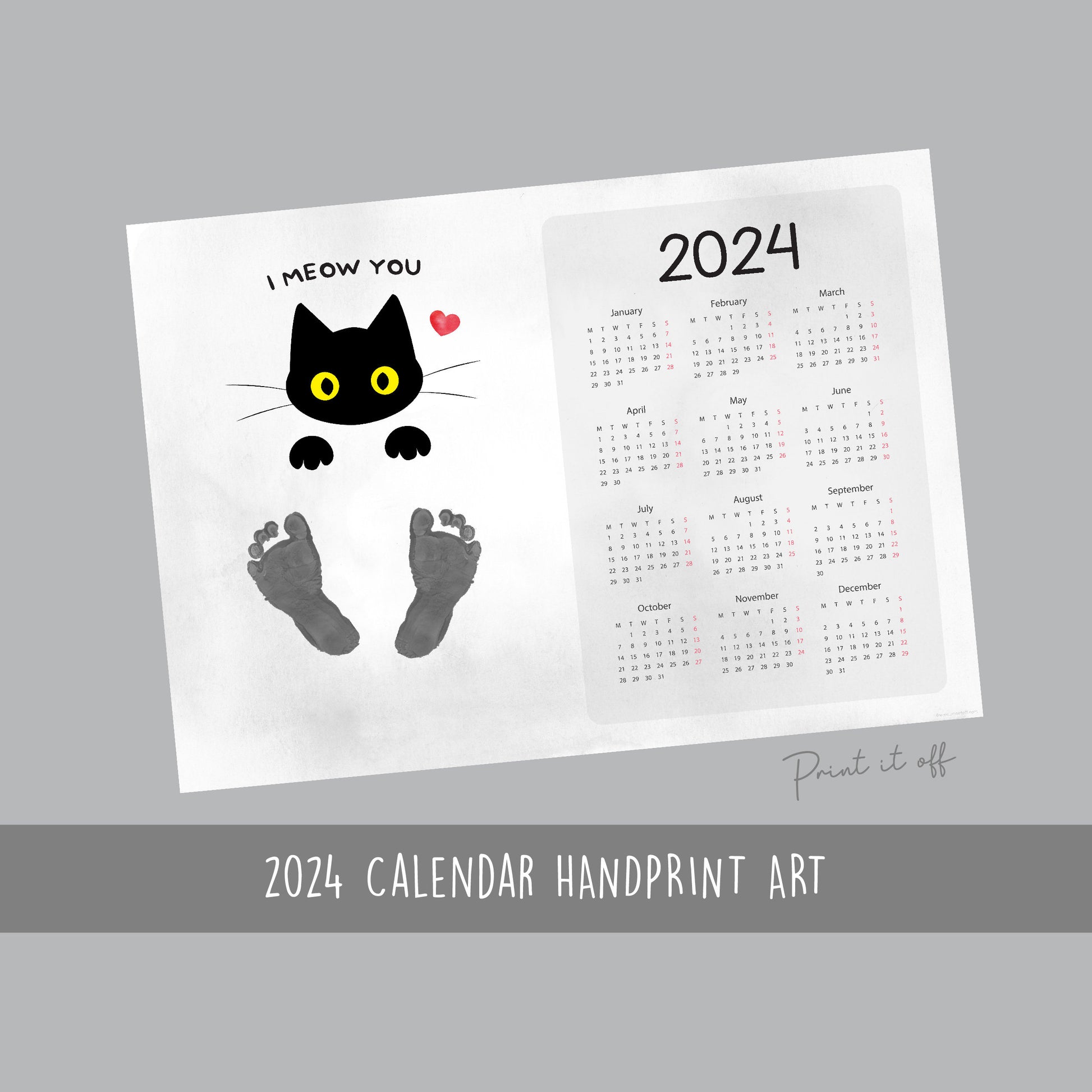 2024 Cat Kitten Calendar Year / Handprint Footprint Art Craft / Activi –  PRINT IT OFF