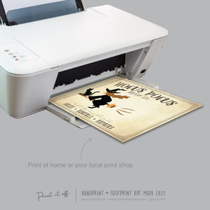 Hocus Pocus / Handprint Art Craft / Witch Broom Stick Halloween Sign / Kids Baby Toddler Keepsake Activity Memory / Print It Off