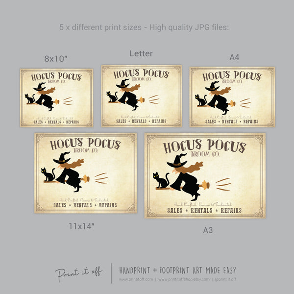 Hocus Pocus / Handprint Art Craft / Witch Broom Stick Halloween Sign / Kids Baby Toddler Keepsake Activity Memory / Print It Off