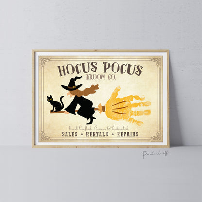 Hocus Pocus / Handprint Art Craft / Witch Broom Stick Halloween Sign / Kids Baby Toddler Keepsake Activity Memory / Print It Off