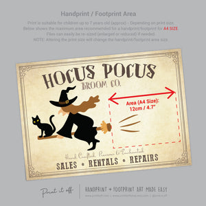 Hocus Pocus / Handprint Art Craft / Witch Broom Stick Halloween Sign / Kids Baby Toddler Keepsake Activity Memory / Print It Off