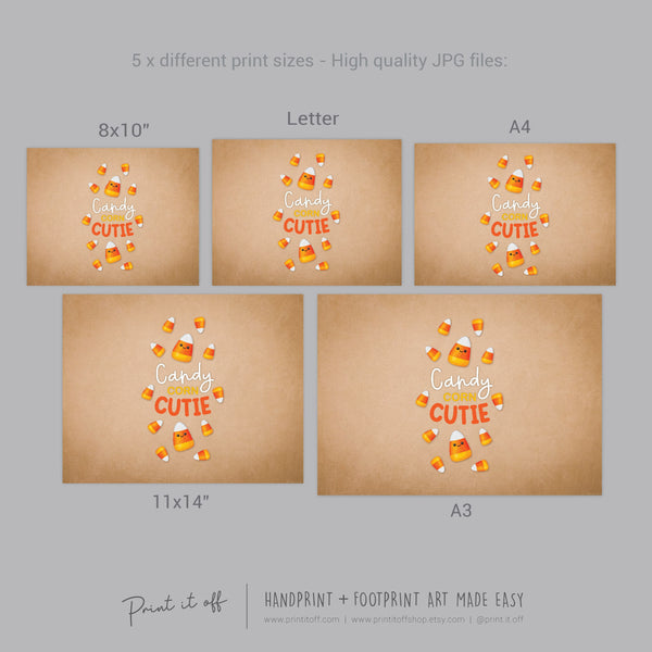 Candy Corn Cutie Footprint Handprint Foot Hand Halloween Art Craft / Kids Toddler Baby DIY Memory Activity / Print It Off