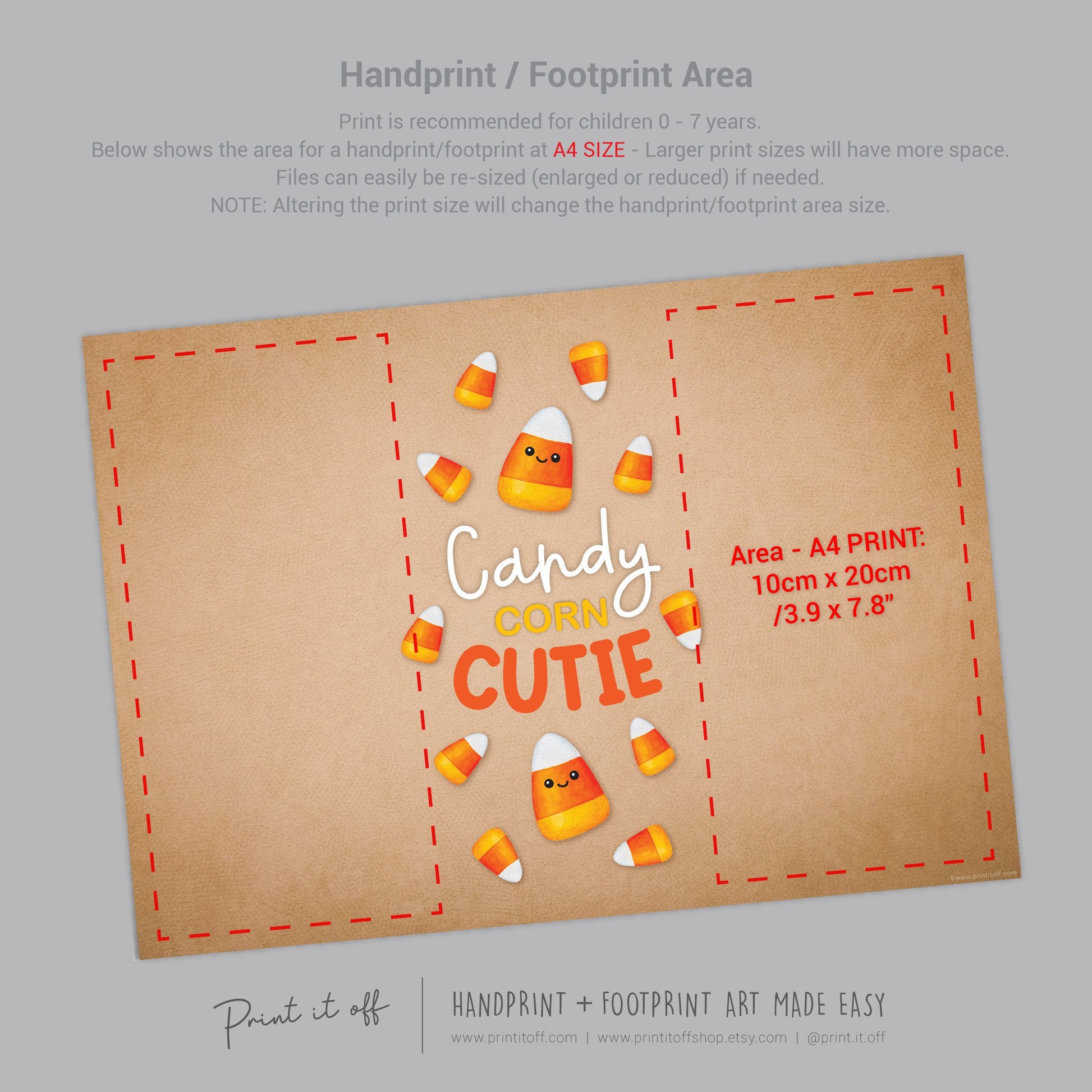 Candy Corn Cutie Footprint Handprint Foot Hand Halloween Art Craft / Kids Toddler Baby DIY Memory Activity / Print It Off