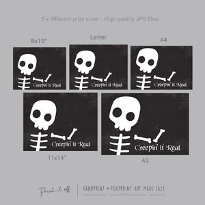 Creepin it Real Skeleton Footprint Handprint Foot Hand Halloween Art Craft / Kids Toddler Baby DIY Memory Activity / Print It Off 0792