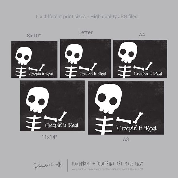 Creepin it Real Skeleton Footprint Handprint Foot Hand Halloween Art Craft / Kids Toddler Baby DIY Memory Activity / Print It Off 0792