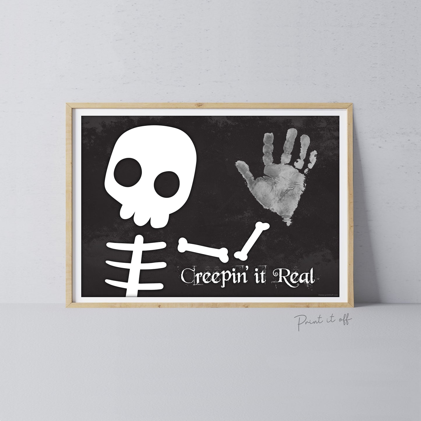Creepin it Real Skeleton Footprint Handprint Foot Hand Halloween Art Craft / Kids Toddler Baby DIY Memory Activity / Print It Off 0792